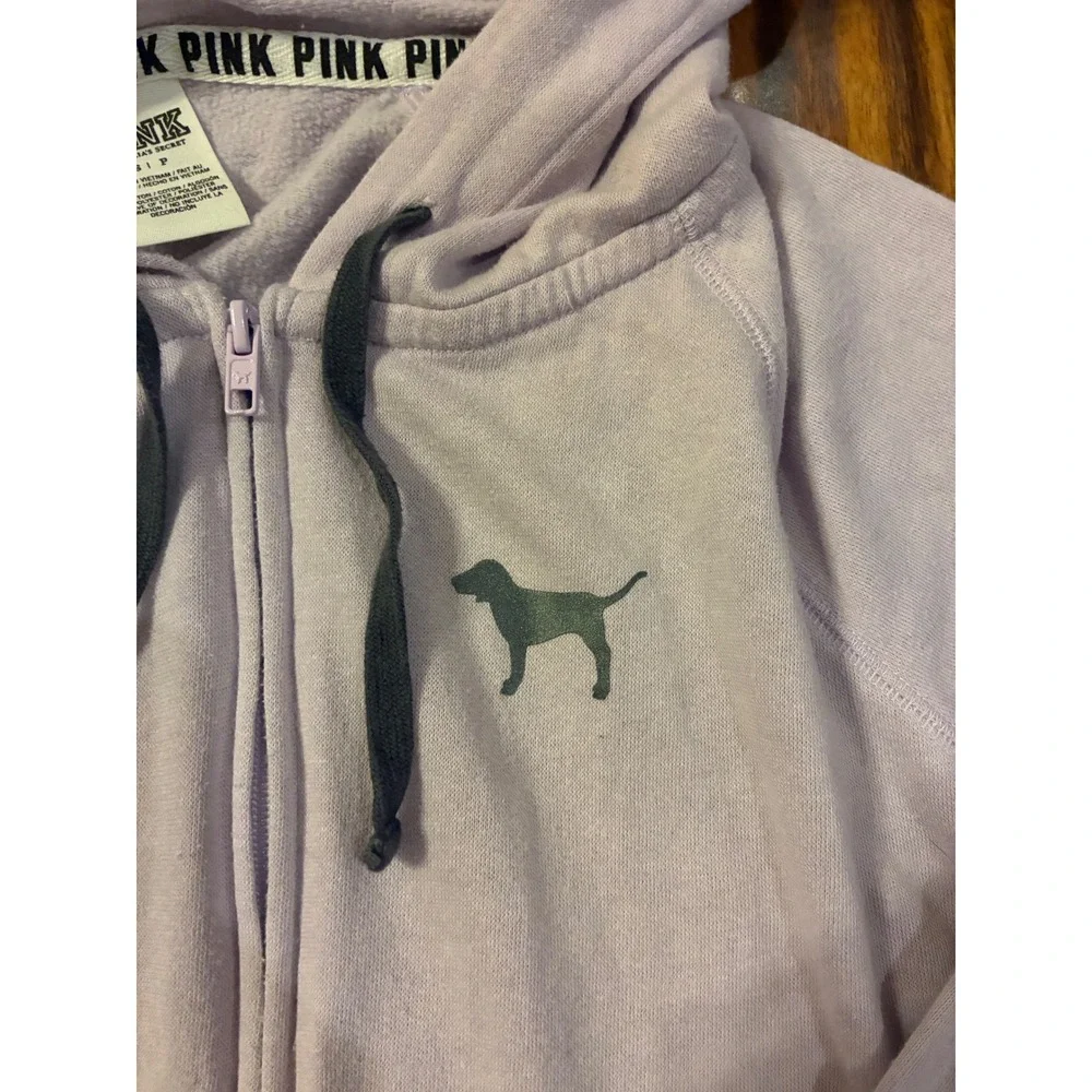 Victorias Secret PINK Full‎ Zip Hoodie Lavender Purple Dog Logo Y2K Small